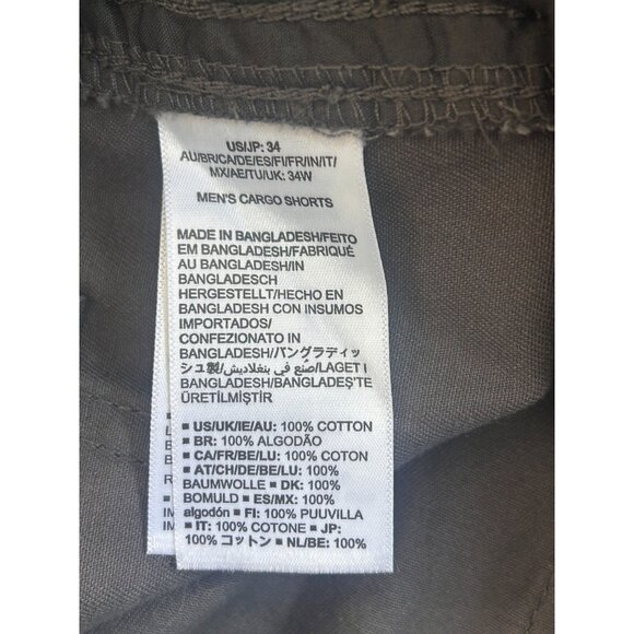 Amazon Essentials Men's Classic-Fit Cargo Short 100% Cotton 10" Inseam Gray 34W - Picture 7 of 10